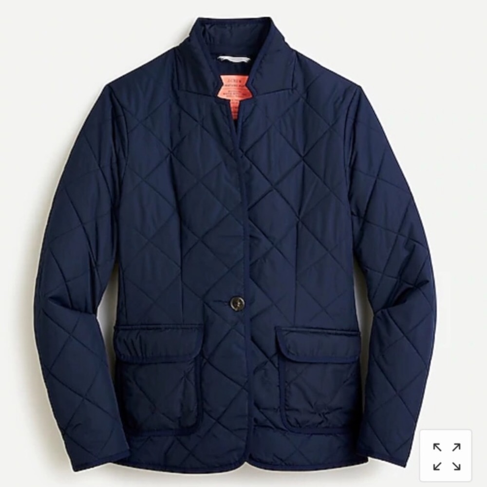 J. Crew Regent quilted Blazer jacket puffer navy small